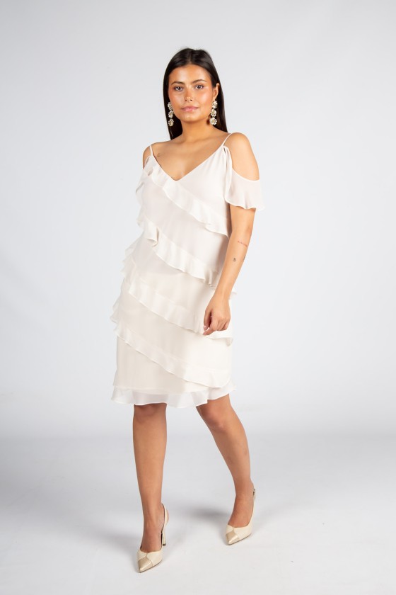 Strap dress with ruffles