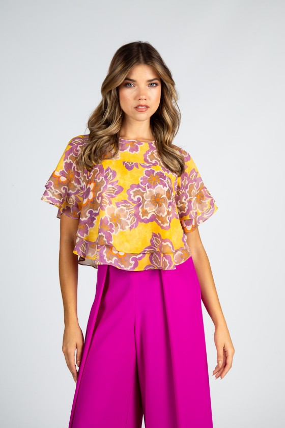 Blouse with overlapping layers