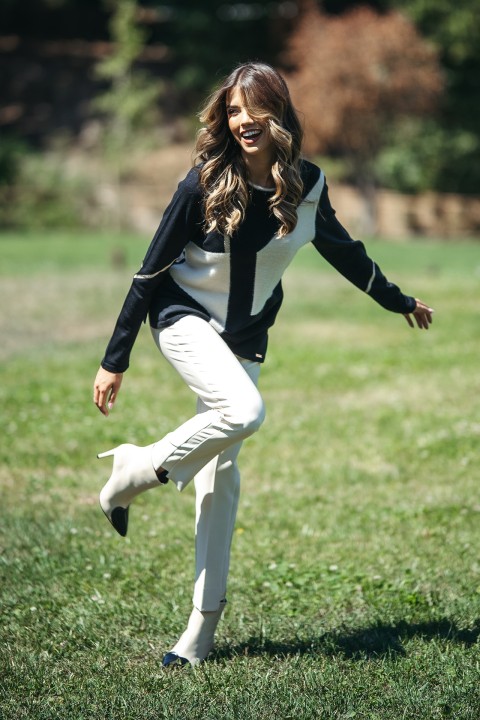 Camisola de malha design geomtrico