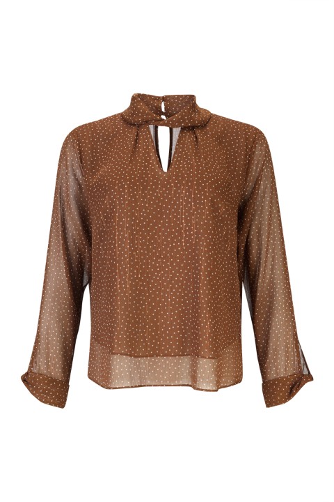 Polka dot tunic with twisted collar Polka dot tunic with twisted collar
